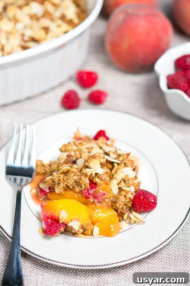 peach raspberry crumble