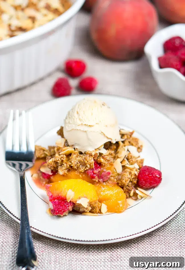 peach raspberry crumble