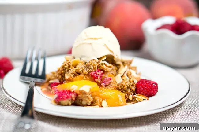 peach raspberry crumble