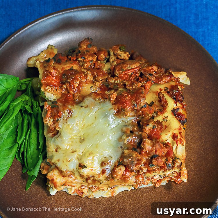 Classic Meat Lasagna © 2017 Jane Bonacci, The Heritage Cook. All rights reserved. 