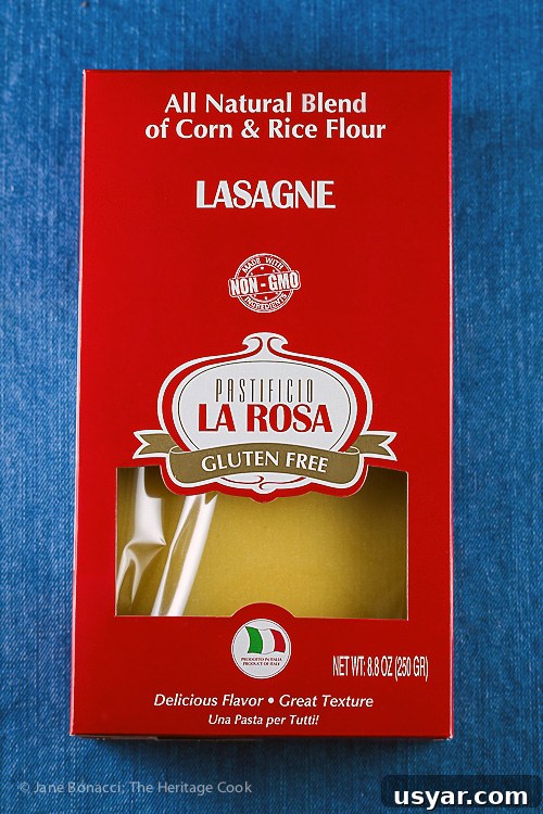 Classic Gluten-Free Meat Lasagna Recipe 4 La Rosa gluten-free pasta sheets; Classic Meat Lasagna © 2017 Jane Bonacci, The Heritage Cook. All rights reserved.