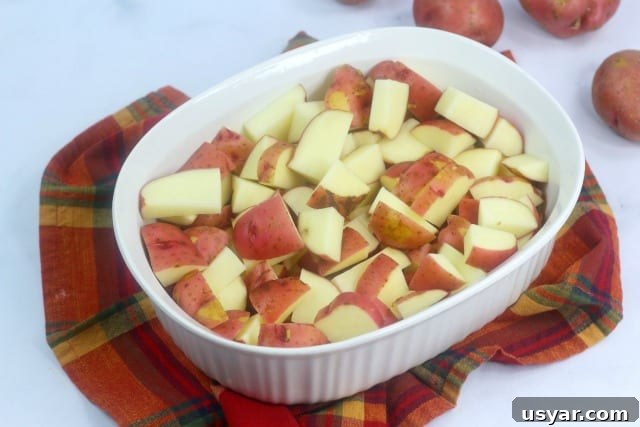 Creamy Chicken and Potato Casserole Recipe 4 potatoes in a bowl