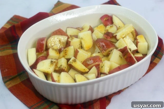 Creamy Chicken and Potato Casserole Recipe 6 potatoes in a bowl