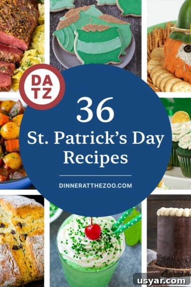 A group of images of delicious St. Patrick's Day recipes.