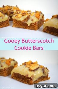 Homemade Gooey Butterscotch Cookie Bars Recipe 8 Gooey Butterscotch Cookie Bars. Chewy, gooey, butterscotch cookie bars topped with buttery caramel and finished off with white chocolate and Crunchie Bars.