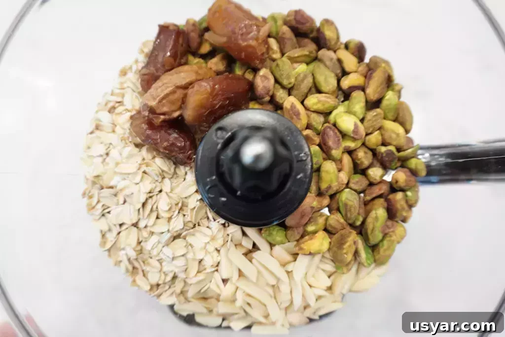 Homemade Pistachio Snack Squares Recipe 2 pistachio snack squares in food processor