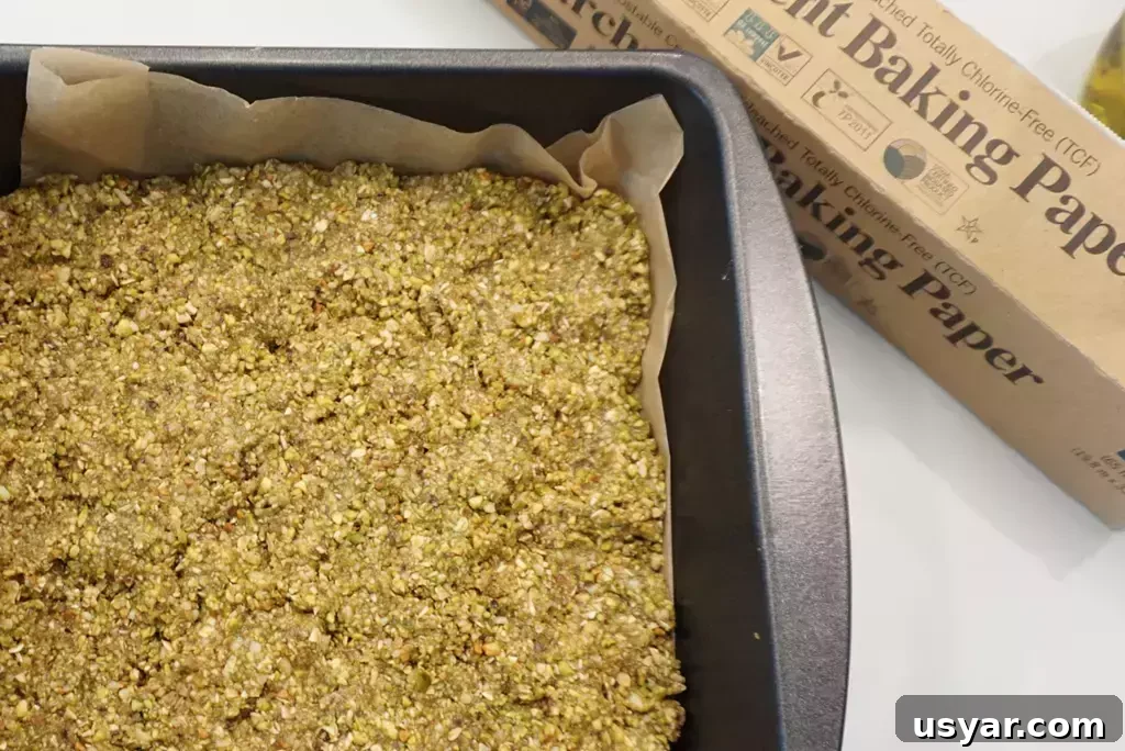 Homemade Pistachio Snack Squares Recipe 5 pistachio snack squares in pan