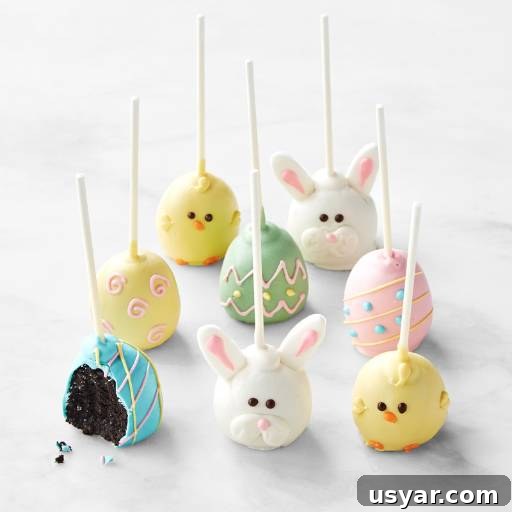 Creative Easter Basket Ideas for Teens: Trendy and Practical 11 photo of eight decorated cake pops from Williams Sonoma