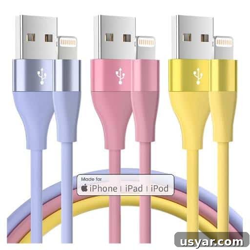 Creative Easter Basket Ideas for Teens: Trendy and Practical 6 three pastel colored phone charging cords