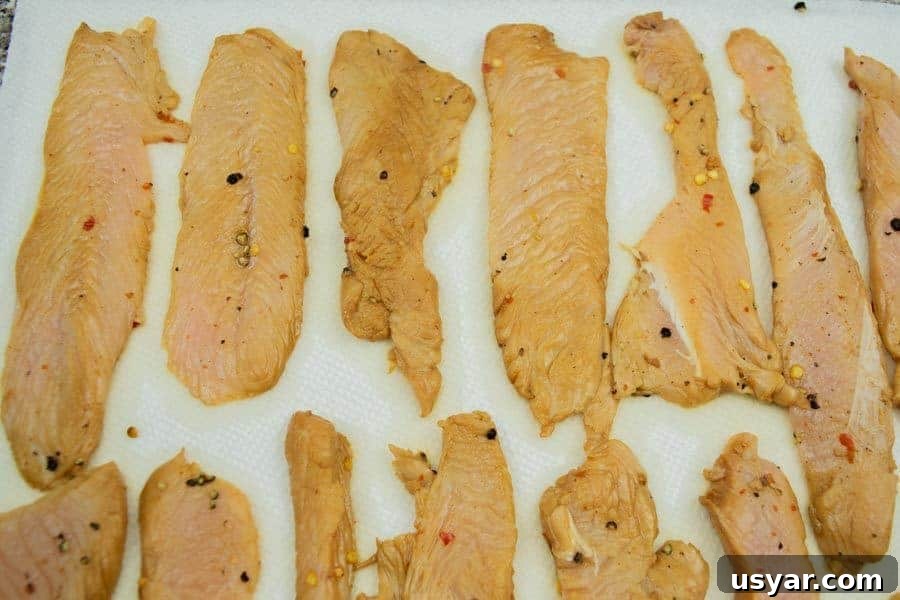 Citrus Bourbon Turkey Jerky Recipe 8 Bourbon jerky on paper towels