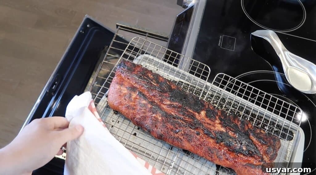 Ribs looking beautiful with roasted edges out of the oven