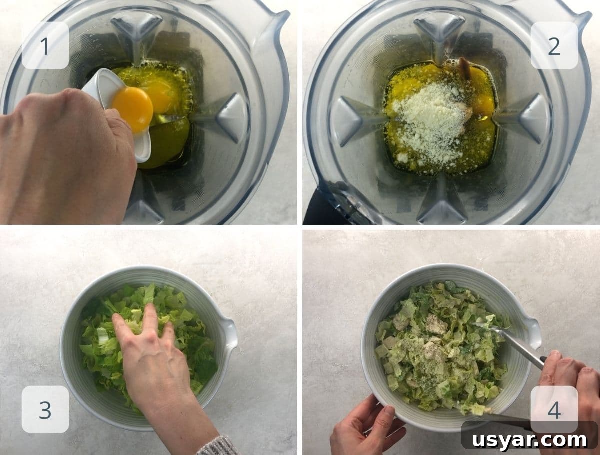 Creamy Caesar Dressing and Chicken Caesar Salad Recipe 5 step by step