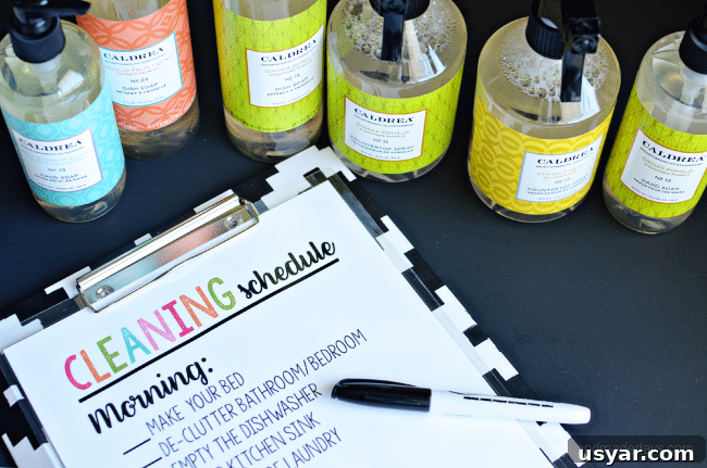 Printable Daily Cleaning Schedule for a Tidy Home 3 Printable cleaning schedule with daily chores that can be checked off with a dry erase marker