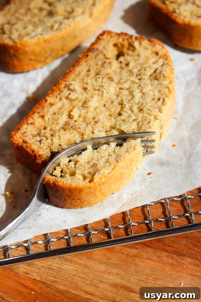 Small-Batch Banana Bread Recipe Using One Banana 6 Banana bread slice close-up