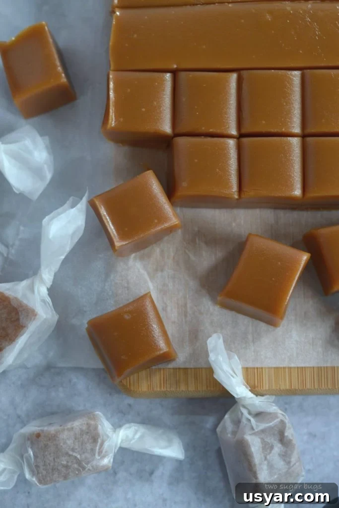 3-Ingredient Treats: Quick No-Fuss Recipes 6 caramel treats with minimal ingredients on a parchment lined cutting board
