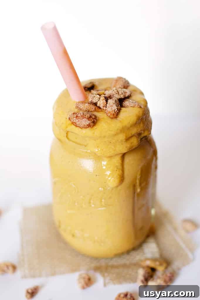 Creamy Pumpkin Chia Seed Smoothie Recipe with Cinnamon 8 Pumpkin chia smoothie served