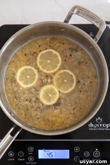 Creamy Lemon Sauce Recipe for Pasta, Chicken and Fish 6 white wine simmering with lemons and capers