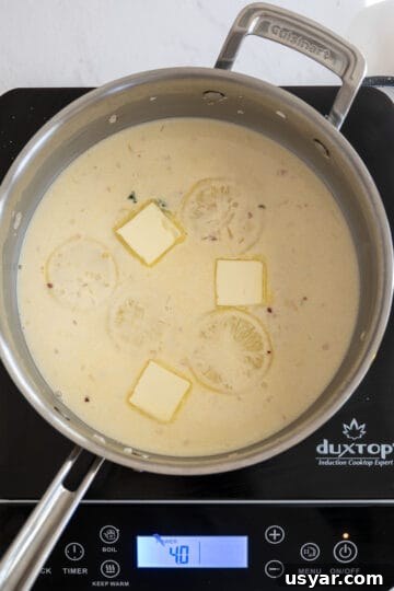 Creamy Lemon Sauce Recipe for Pasta, Chicken and Fish 7 cold butter added to the sauce