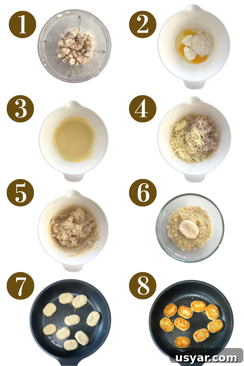 Turn Leftover Turkey into Crispy Nuggets 4 Steps to make leftover turkey nuggets. Detailed instructions provided in recipe card.
