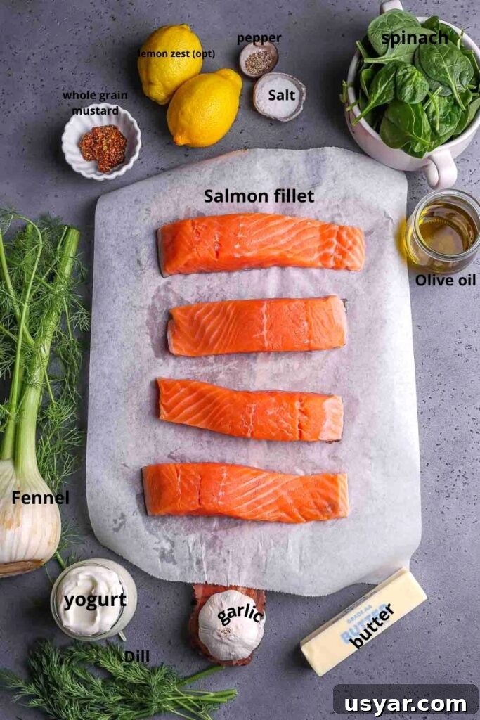 Crispy Pan-Seared Salmon with Spinach and Fennel Recipe 3 ingredients shot for this salmon recipe