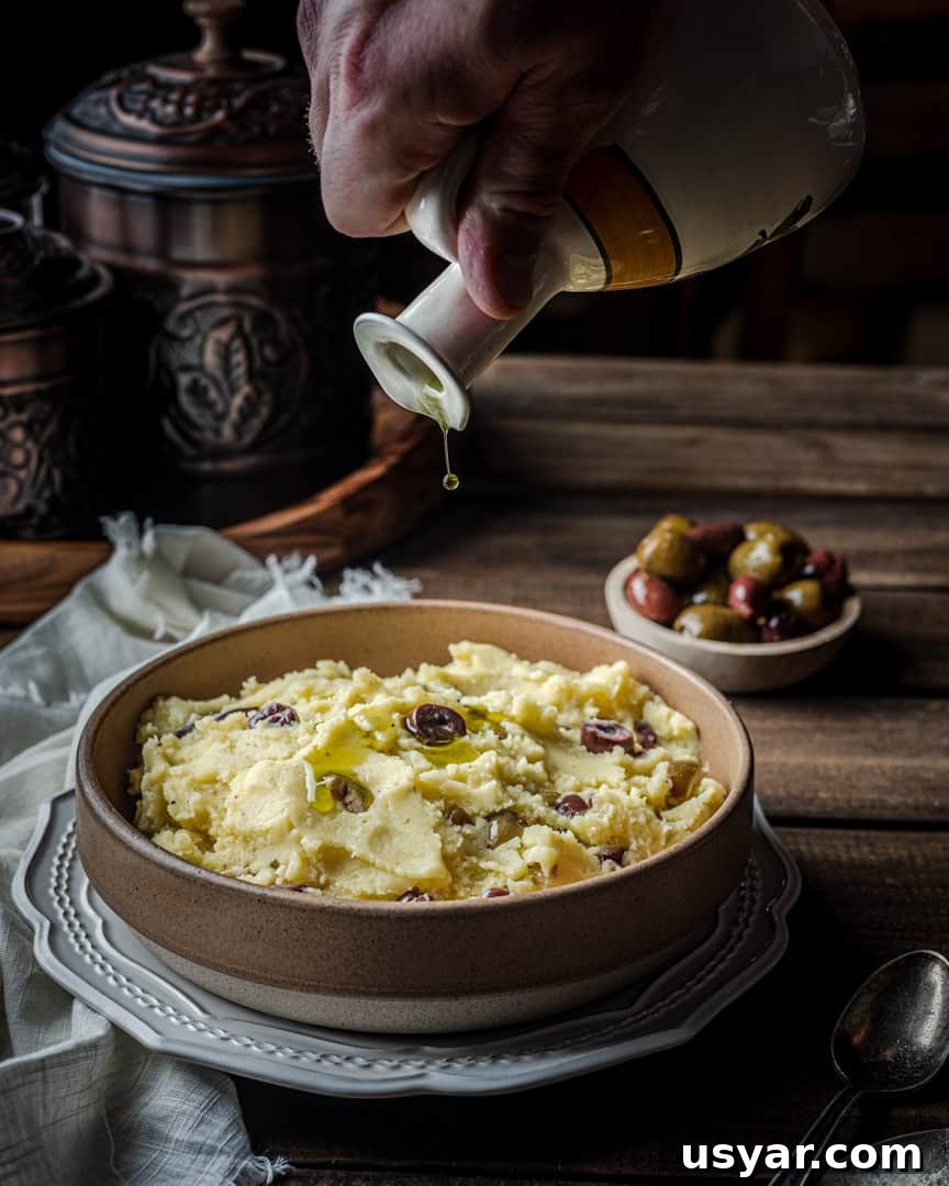 Olive Oil Mashed Potatoes with Olives