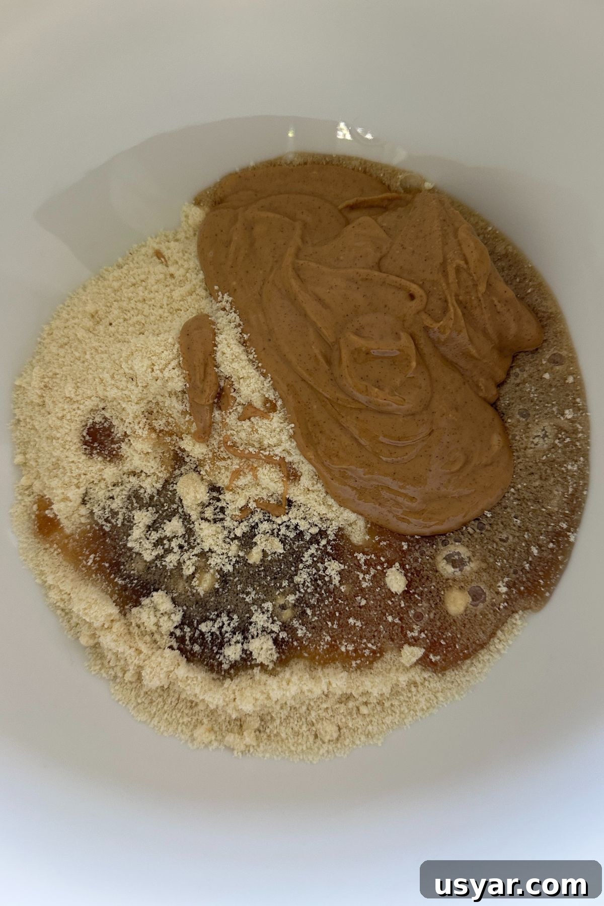 Homemade Copycat Nutter Butter Cookie Recipe 3 recipe ingredients in a mixing bowl before combined