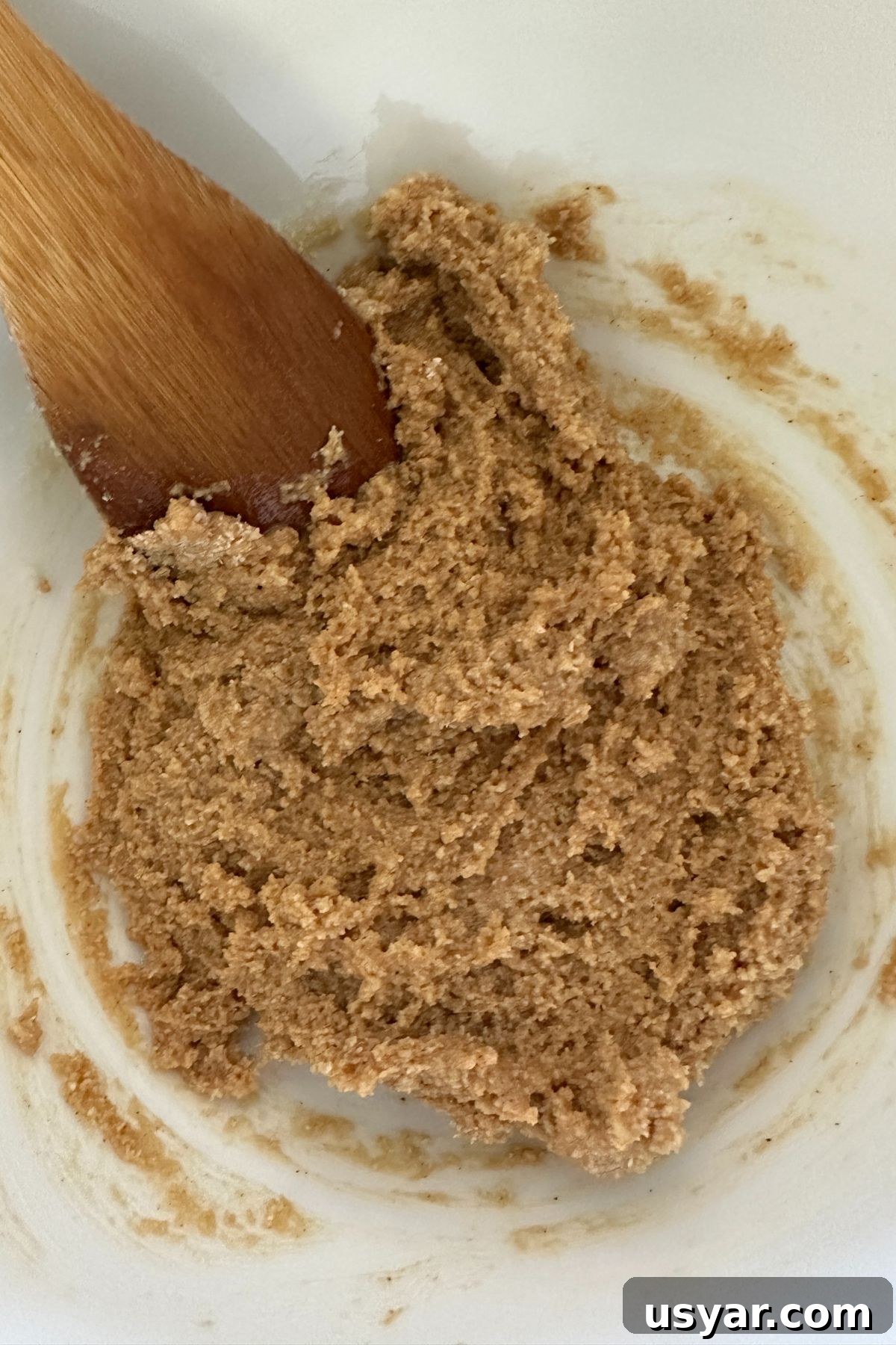 Homemade Copycat Nutter Butter Cookie Recipe 4 Mixing bowl with peanut butter cookie dough ready to portion for Nutter Butter cookies