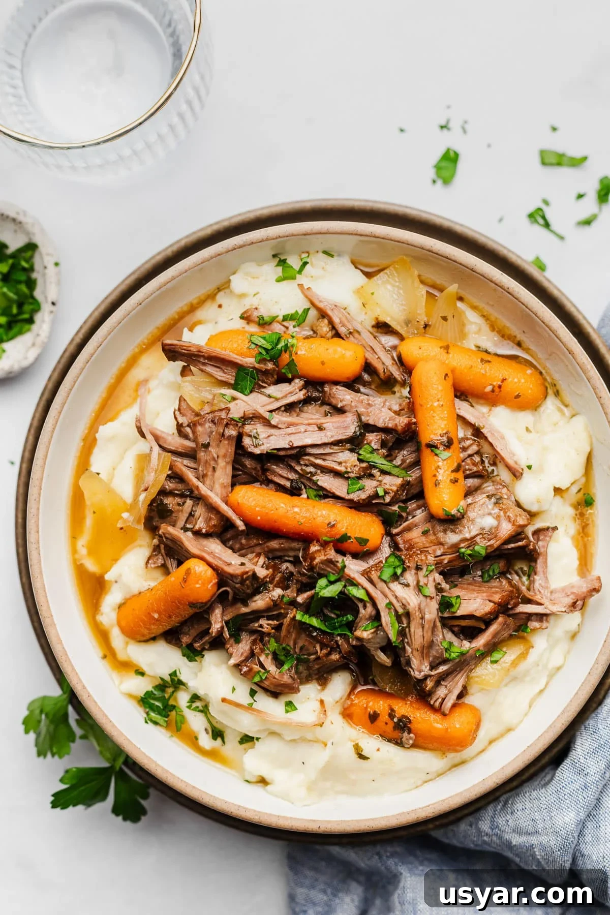 Garlic Herb Slow Cooker Pot Roast Recipe 5 Shredded pot roast ready to serve