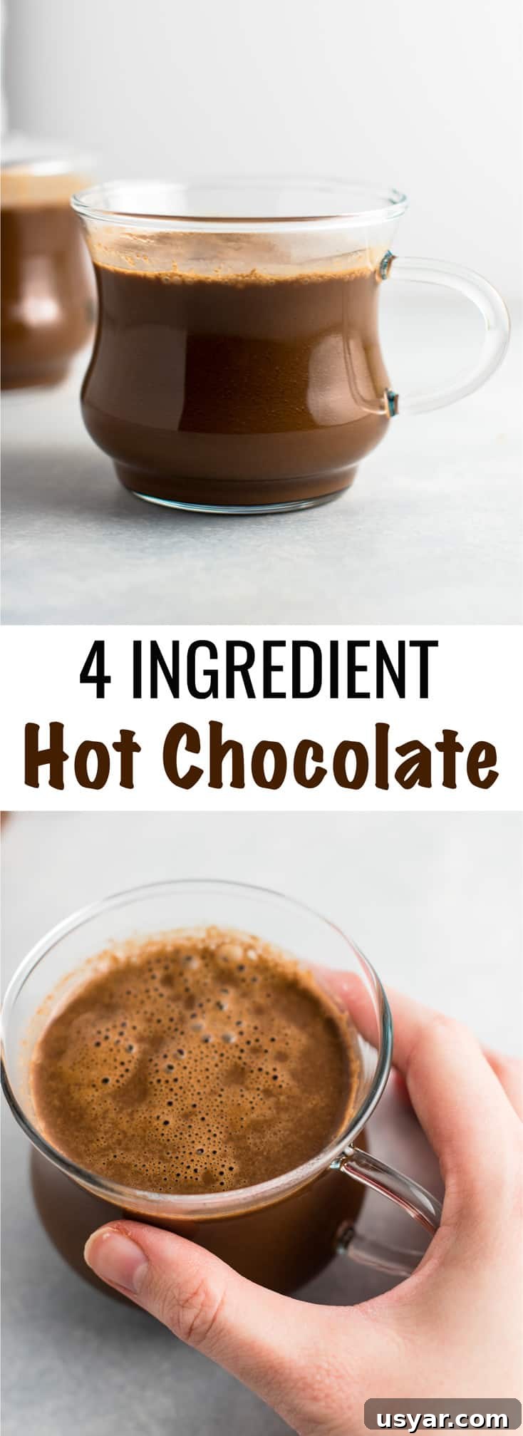 Decadent Vegan Hot Chocolate Recipe 8 Easy 4 Ingredient vegan hot chocolate recipe made with almond milk. Dairy free, gluten free, and vegan. The perfect cozy winter drink! #vegan #hotchocolate #drinks #christmas #dairyfree