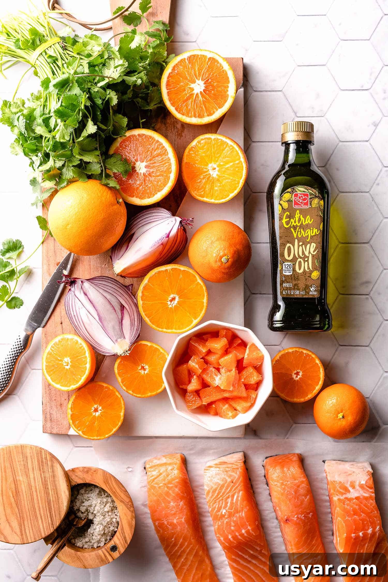 Citrus Herb Salmon with Orange and Red Onion Salsa 3 ingredients for broiled citrus salmon