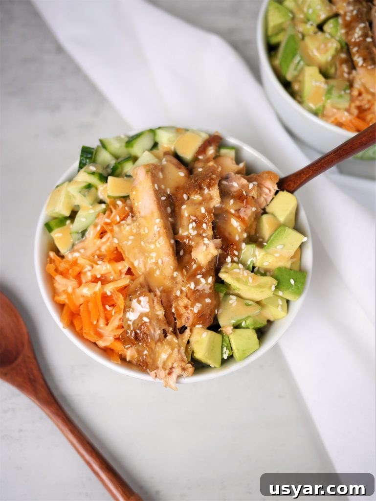 Salmon Sushi bowls with honey teriyaki glaze