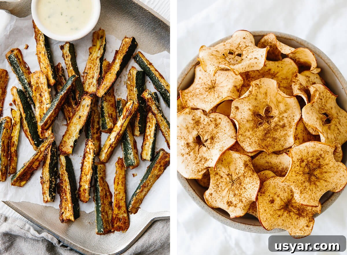 Get inspired by easy, vegetarian recipes! Choose from comforting soups, protein filled dinners, hearty breakfast ideas and everything in between! Vegetarian snacks with apple chips and zucchini fries