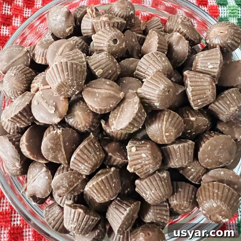 Sea Salt Peanut Butter Cup Chocolate Chip Cookies with Nuts 4 Bowl of mini milk chocolate peanut butter cups.