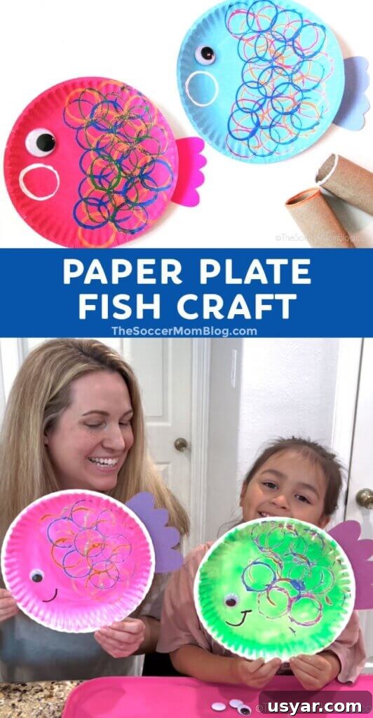 Paper Plate Fish Craft for Kids 7 paper plate fish craft Pinterest image.