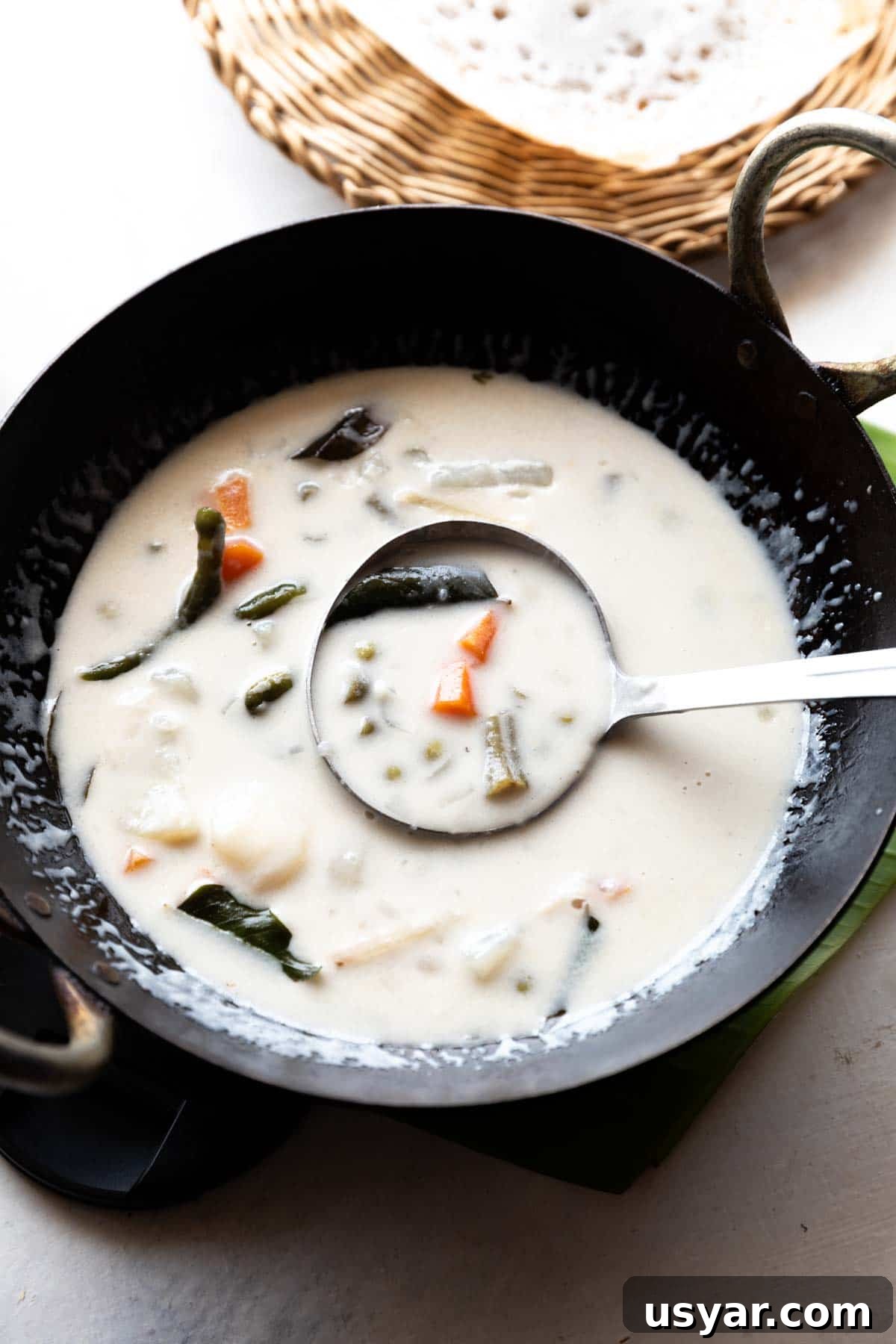 Kerala Vegetable Stew with Coconut Milk 2 kerala veg stew served with appam