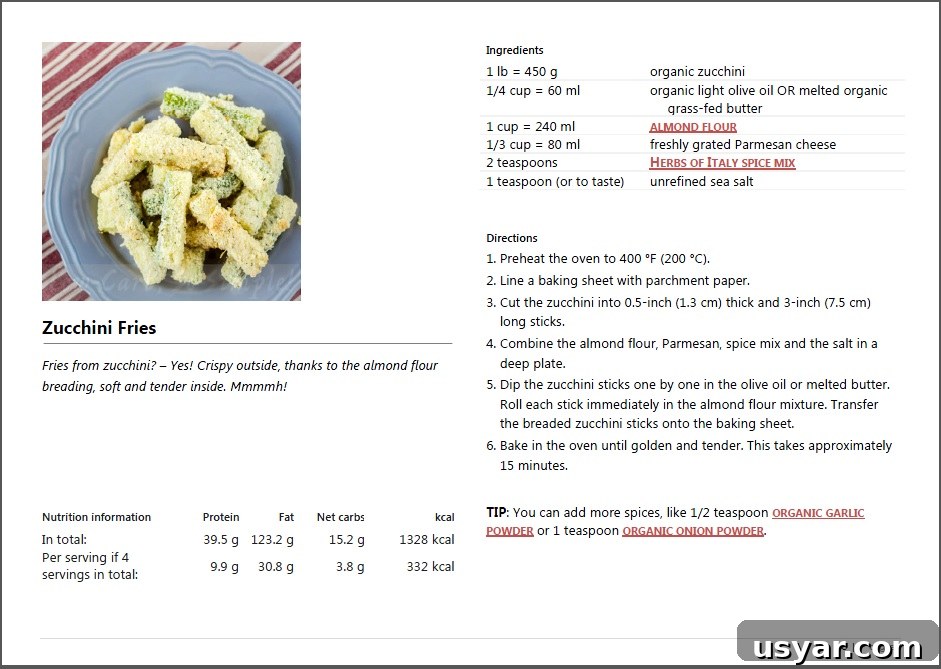 New Cookbook Recipe: Personal Letter from a Reader 3 Zucchini Fries | Recipe from the Low-Carb So Simple 'Easy Everyday Recipes' Cookbook
