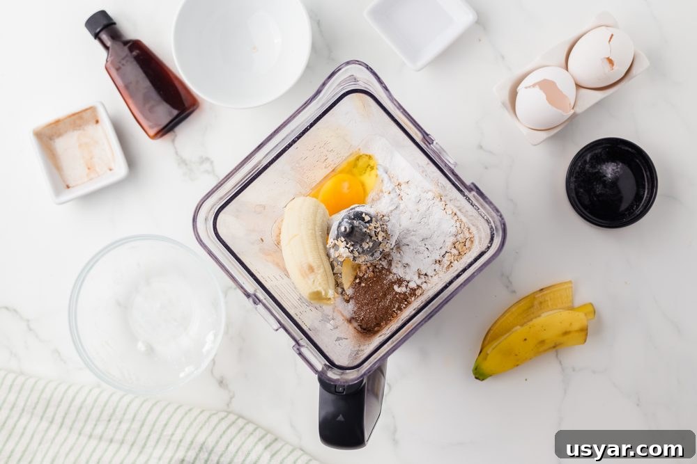 High Protein Cottage Cheese Blender Pancakes 6 Raw ingredients in blender for pancake recipe post