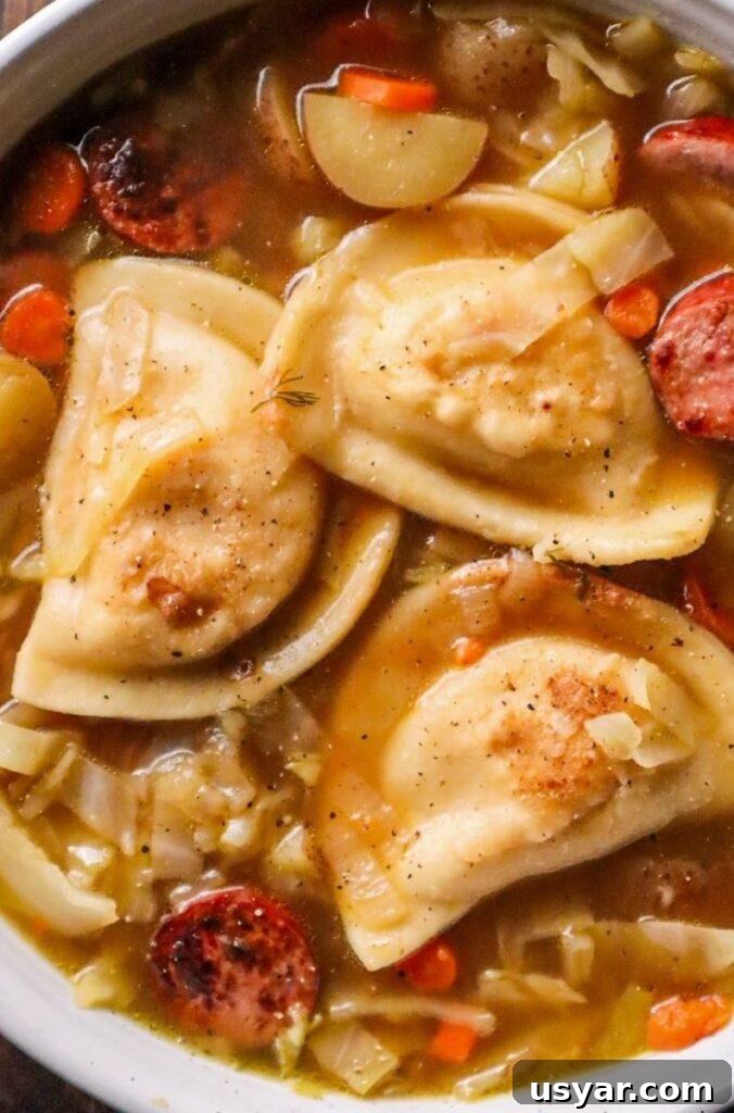 Polish Pierogi, Kielbasa and Cabbage Soup Recipe 3 kielbasa and pierogi soup