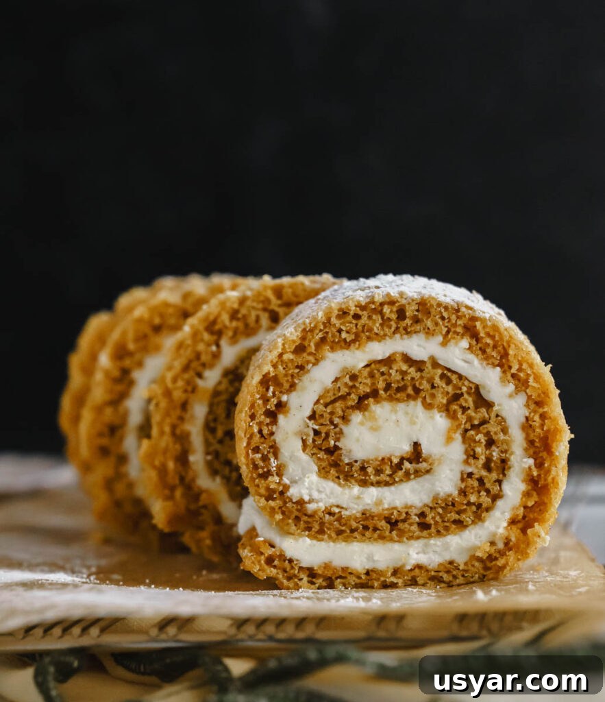 Classic Pumpkin Roll Recipe with Cream Cheese Filling 5 img 6056 4