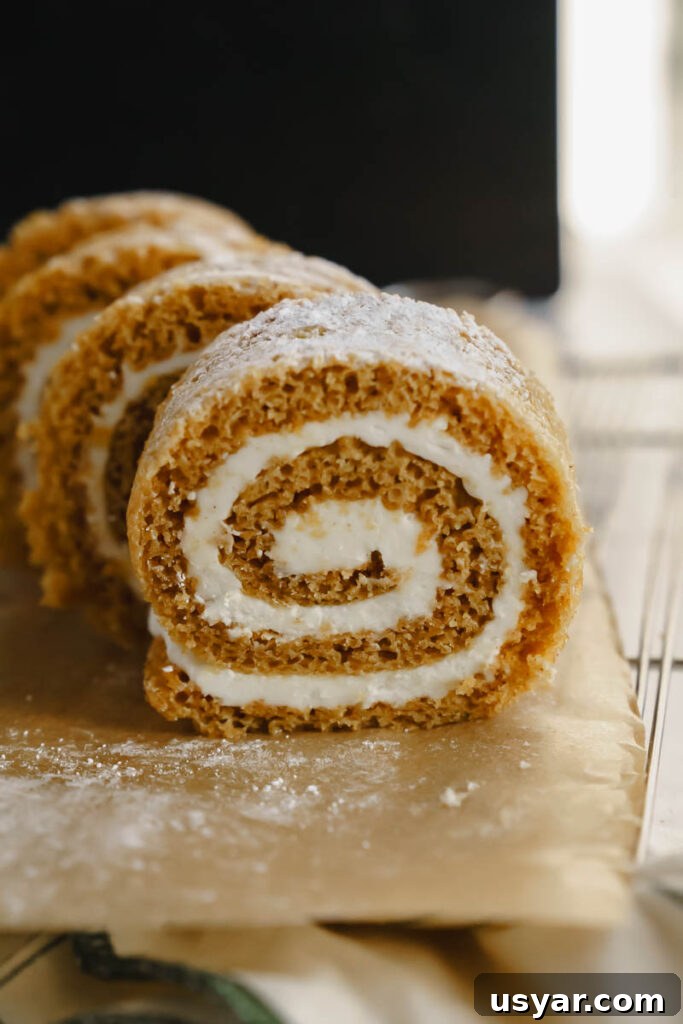 Classic Pumpkin Roll Recipe with Cream Cheese Filling 6 img 6056 5