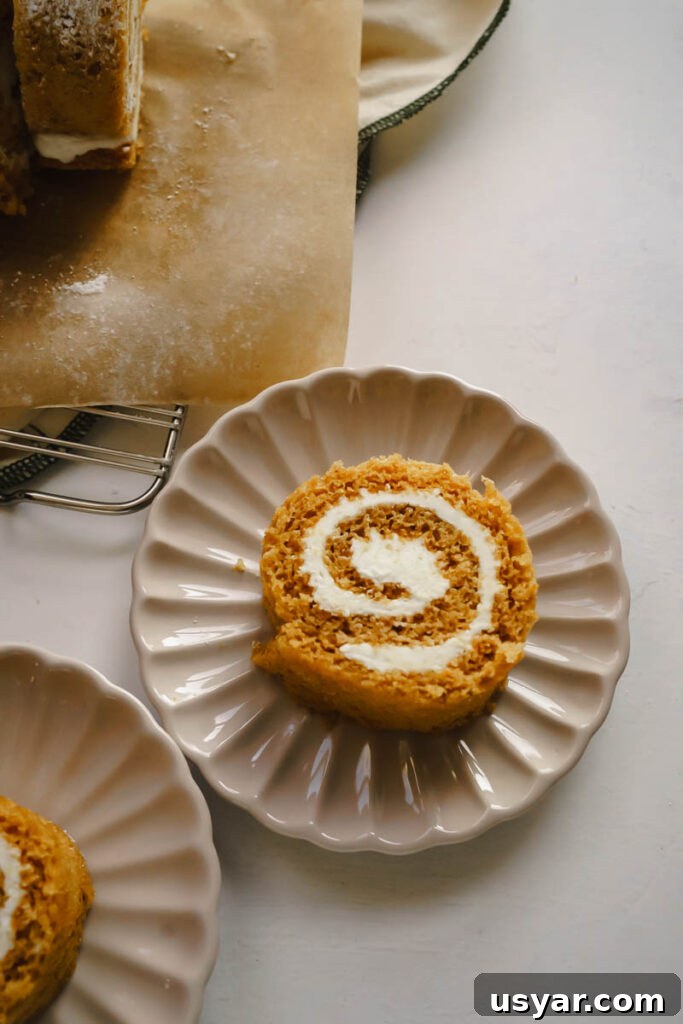 Classic Pumpkin Roll Recipe with Cream Cheese Filling 8 img 6056 7