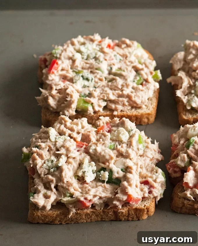Blue Cheese Tuna Melt Sandwich Recipe 3 Blue cheese tuna melt served warm for lunch or brunch