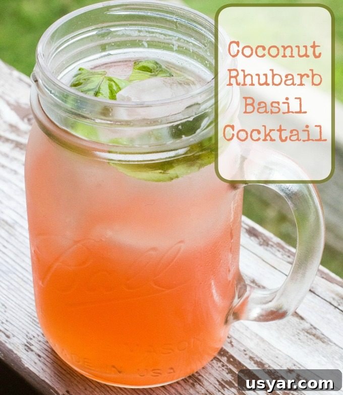 Coconut Rhubarb Basil Cocktail Coconut Rhubarb Basil Cocktail Hero