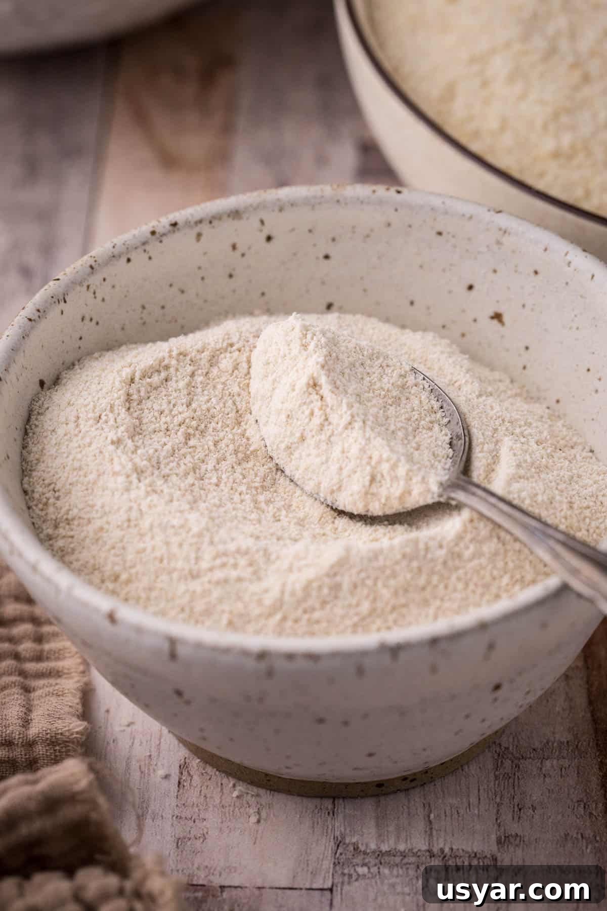 Nut Flours: Uses, Baking Tips and Substitutes 6 bowl of defatted almond flour