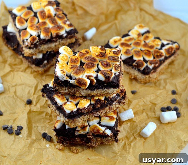Gluten Free S'mores bars #gluten free, #kosher #parve #chocolate #s'mores #dessert  #marshmallows
