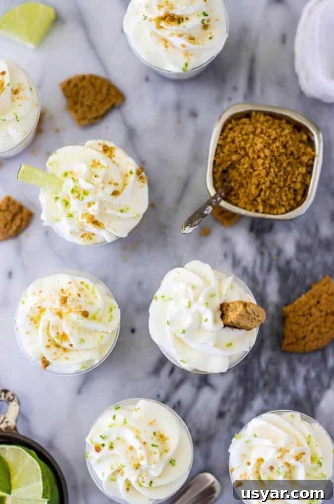 Key Lime Pie Dessert Shooters with gingersnap crust