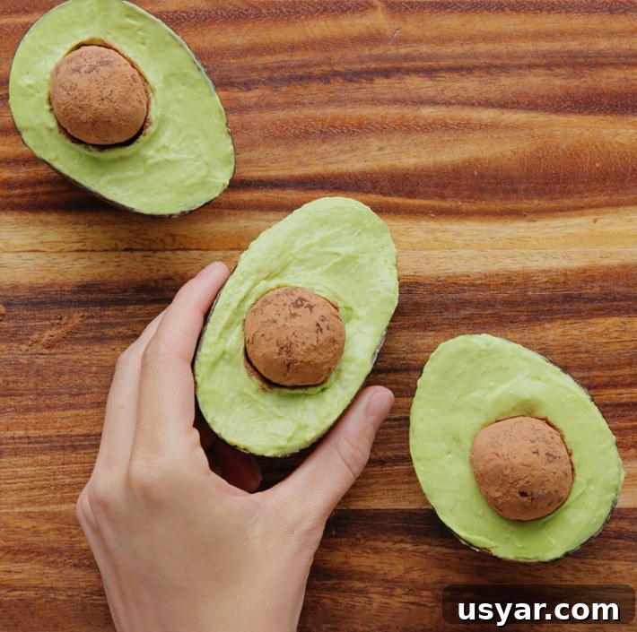 Avocado Shell Ice Cream With Chocolate Pit Avocado Shell Ice Cream With Chocolate Pit