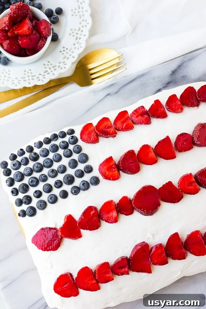 One-Bowl Vegan American Flag Cake for Fourth of July 2 vegan flag cake from top
