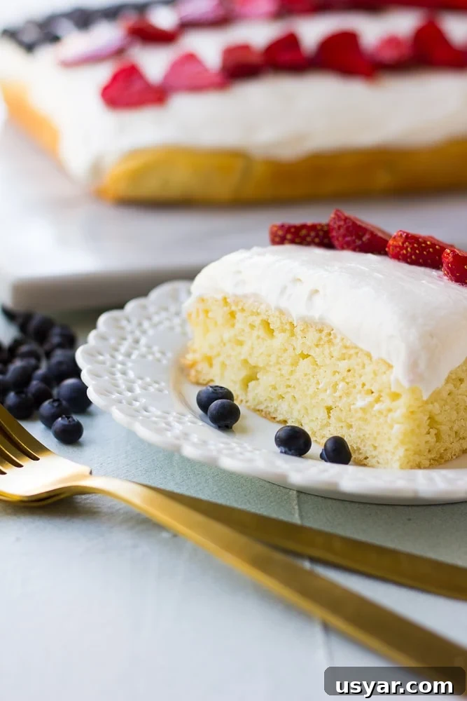 One-Bowl Vegan American Flag Cake for Fourth of July 6 piece of vegan flag cake
