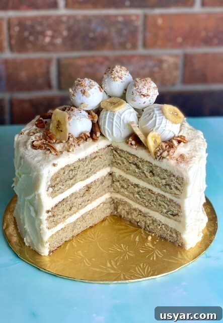 Old-Fashioned Banana Layer Cake with Cream Cheese Frosting 6 homestyle banana cake decorated with cake truffles